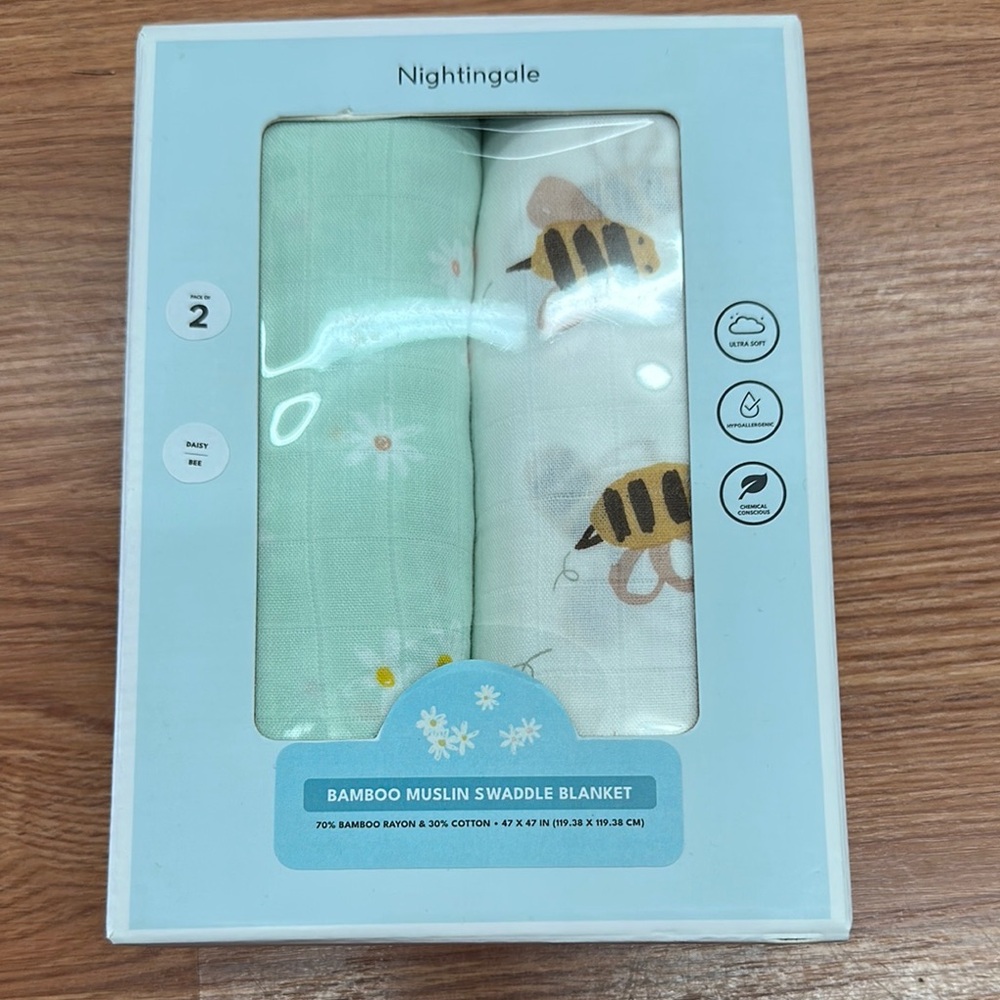 Nightingale Bamboo Muslin Swaddle Blanket Set